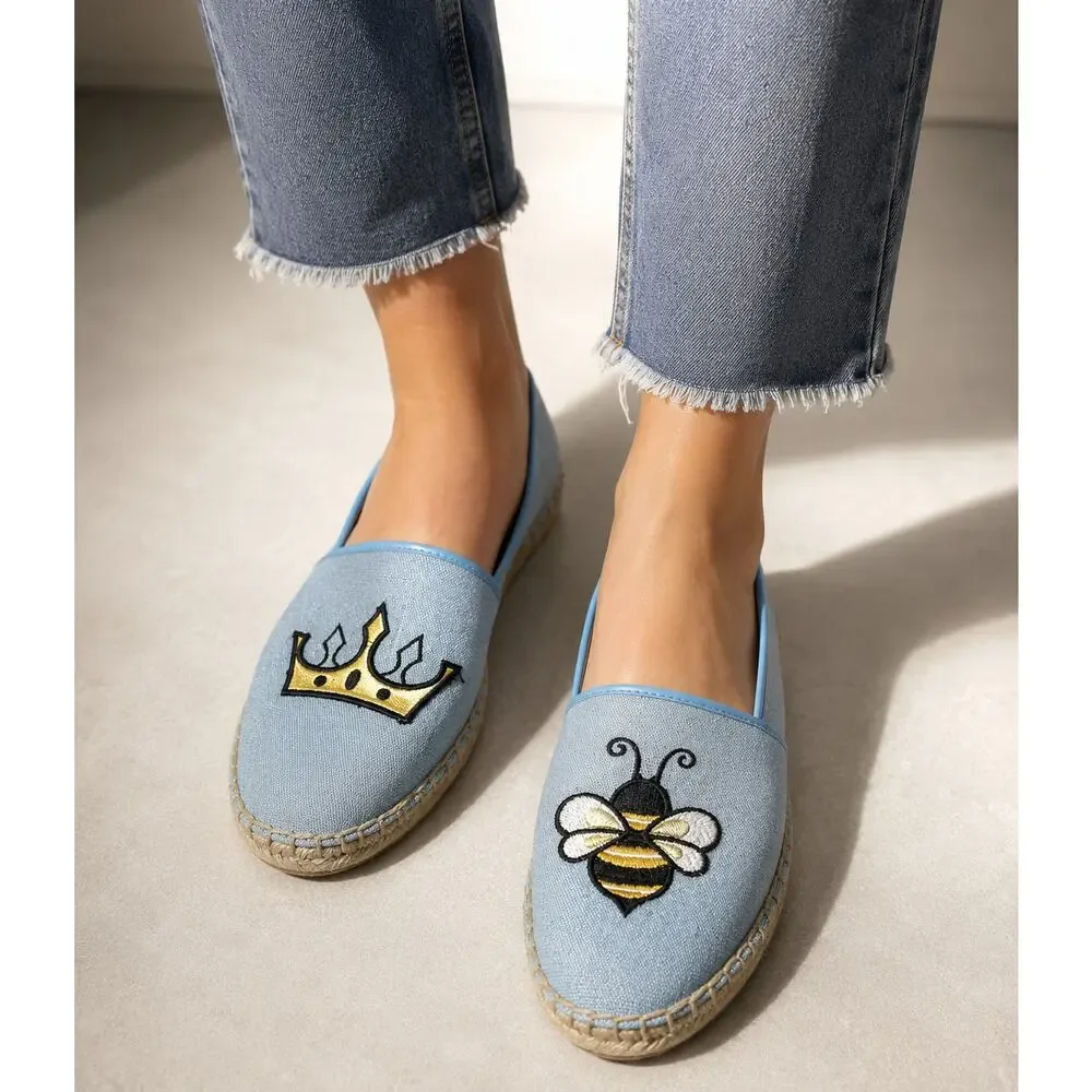Sam Edelman Circus | Queen Bee Espadrilles Flats Blue Embroidered 7.5